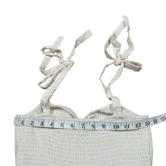 MADEWELL Eyelet Lucie Tie-Strap Tiered Midi Dress White Sz S - Picture 9 of 13